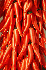 Strings of red chillies