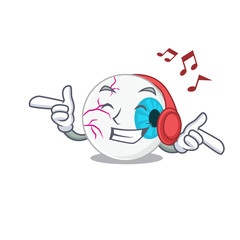 Eyeball Cartoon design concept listening music on headphone