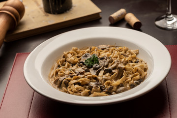 mushroom funghi creamy pasta tagliatelle