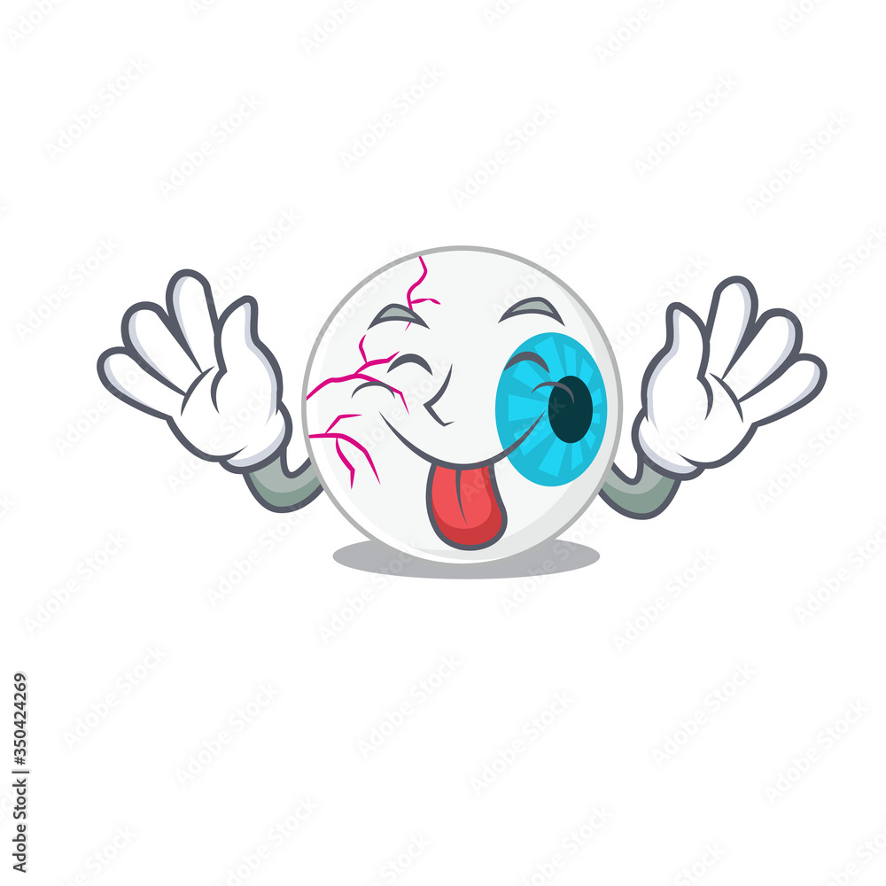 Poster Funny eyeball cartoon design with tongue out face