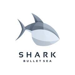 Vector Logo Illustration Shark Gradient Colorful Style.