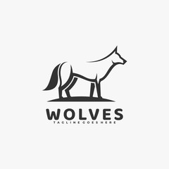 Vector Logo Illustration Wolves Simple Mascot Style