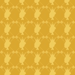 Vintage queen silhouette. Medieval queen profile. Elegant silhouette of a female head. Seamless background