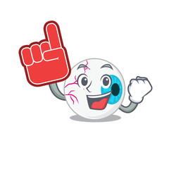 Eyeball in cartoon drawing character design with Foam finger
