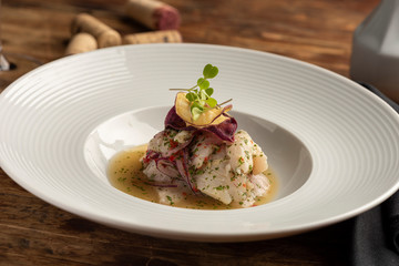 Fish seafood ceviche cebiche, typical dish from Peru