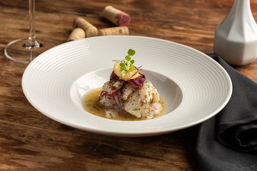 Fish seafood ceviche cebiche, typical dish from Peru