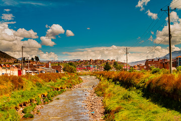 Huatanay river in Cusco, Peru.