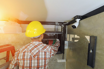 Network in control room for design.CCTV internet protocal Camera and fiber optic network DIY...