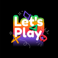 Let's play. Gaming concept design. Typography, elements, banner design.