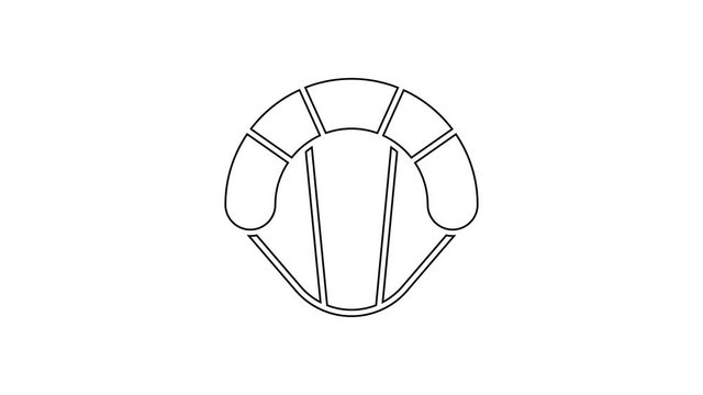 Black line Parachute icon isolated on white background. Extreme sport. Sport equipment. 4K Video motion graphic animation