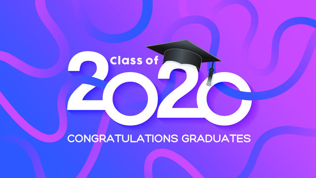 Class Of 2020. Congrats Graduates. Lettering Graduation Logo. Template For Graduation Design, Party, High School Or College Graduate, Yearbook,Vector Illustration EPS.10