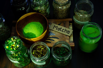 Green tea matcha and tea powder for people health