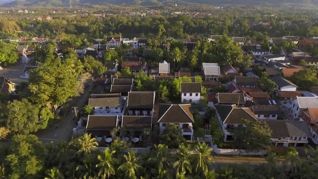 Ancient Capital of Luang Prabang Laos Drone Aerial Footage