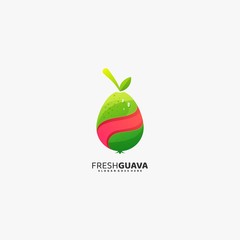 Vector Logo Illustration Guava Gradient Colorful Style.