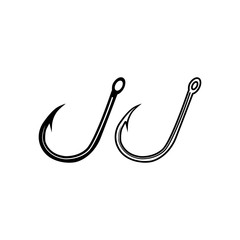 Fishing hook icon vector logo collection