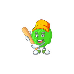 cartoon design concept of sarcina ventriculli playing baseball with stick