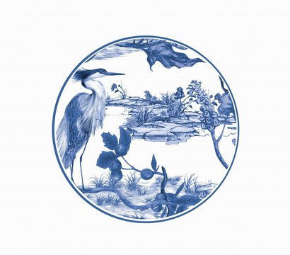 Artistic expression of Oriental culture, blue and white porcelain pattern, porcelain design, suitable for textile and clothing design