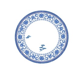 Artistic expression of Oriental culture, blue and white porcelain pattern, porcelain design, suitable for textile and clothing design