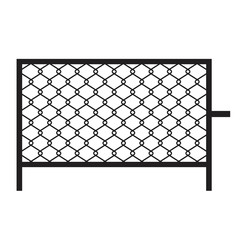 Metal mesh fence. Grid of steel wire. Vector image of a black cage. Stock Photo.