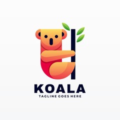 Vector Logo Illustration Koala Gradient Colorful Style.