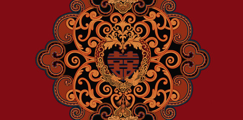 Artistic expression of Oriental culture，in Chinese national style,new year wallpaper,traditional design patterns，patterns with national characteristics