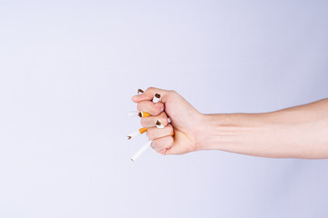 Man refusing cigarette concept for quitting smoking. No smoking campaign concept.