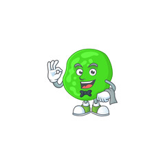 A cartoon image of sarcina ventriculli as a waiter character ready to serve