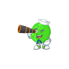 cartoon picture of sarcina ventriculli in Sailor character using a binocular