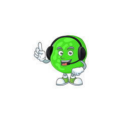 Sarcina ventriculli cartoon character style speaking with friends on headphone