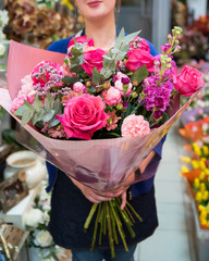 Beautiful bouquet of bright and colorful flowers