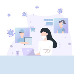  woman shopping online with coronavirus outbreak