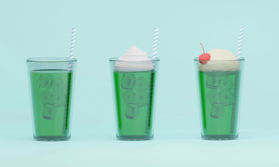 背景夏/クリームソーダ3DCGイラスト