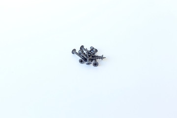 black self-tapping screws isolated on white background