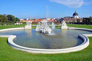 Fountain at Lower Belvedere in Vienna - obrazy, fototapety, plakaty