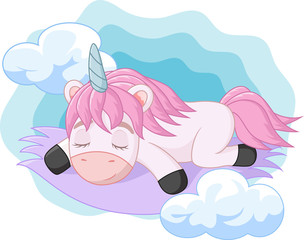 Cute baby unicorn cartoon sleeping