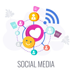 Social Media Infographics Pictogram. Global association of people of interest.