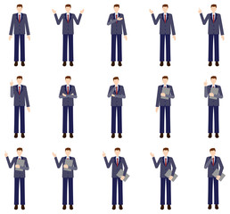 Vector image set of business man in office uniform