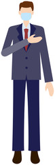 Vector image of business man in office uniform with mask