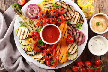 vegetable grilled- barbecue- with dipping sauce