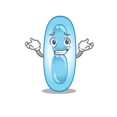 A cute picture of grinning klebsiella pneumoniae caricature character