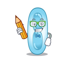 A clever student klebsiella pneumoniae cartoon character study at home