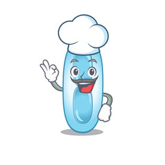 Talented klebsiella pneumoniae chef cartoon drawing wearing chef hat