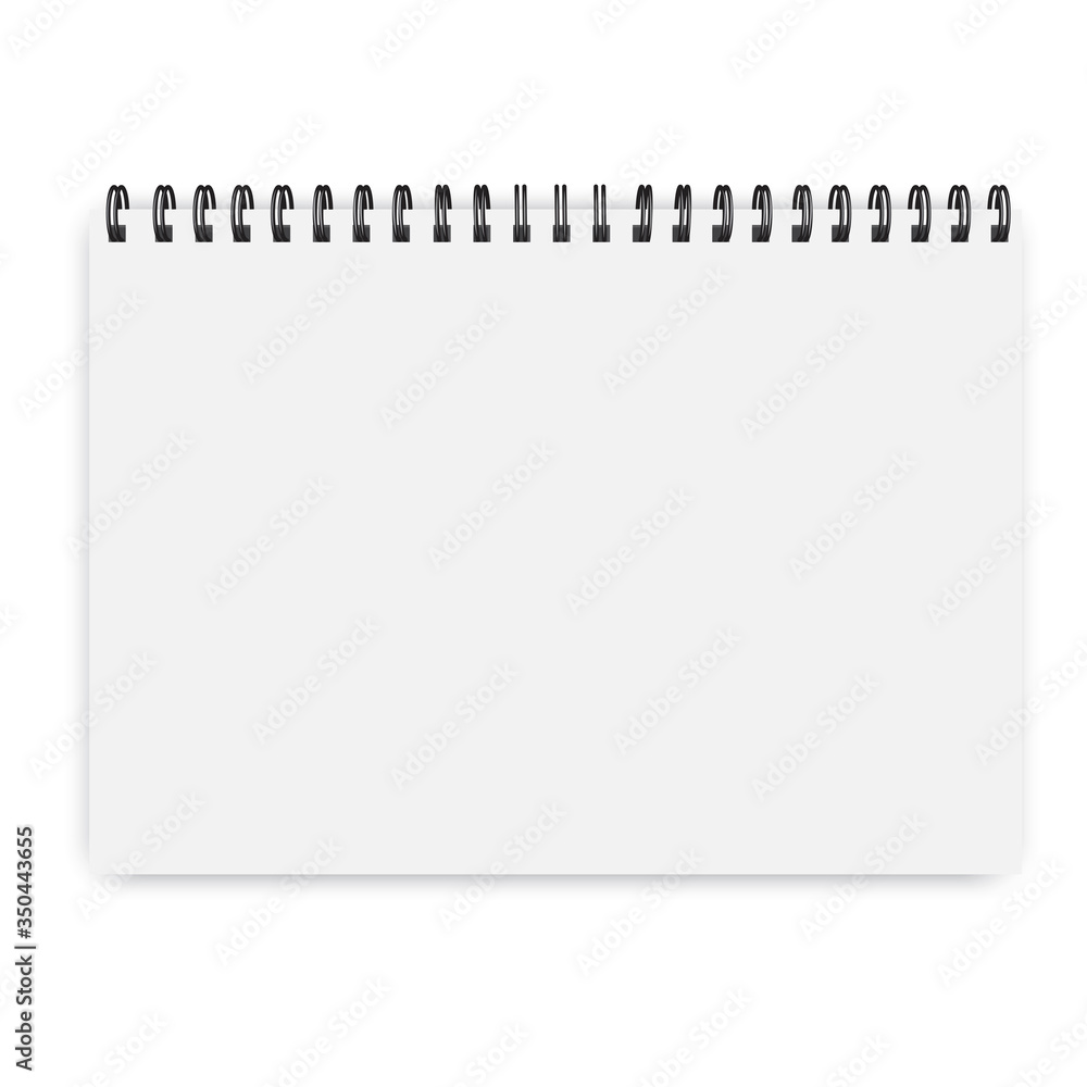 Poster notebook on a spiral.vector image of notepad in mocap style. empty, closed copybook. stock image.