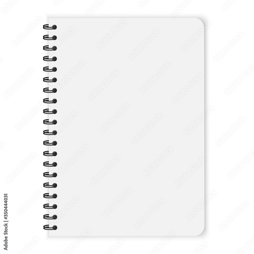 Poster notebook on a spiral. blank notepad in mocap style. book bound by rings. white planner made of paper