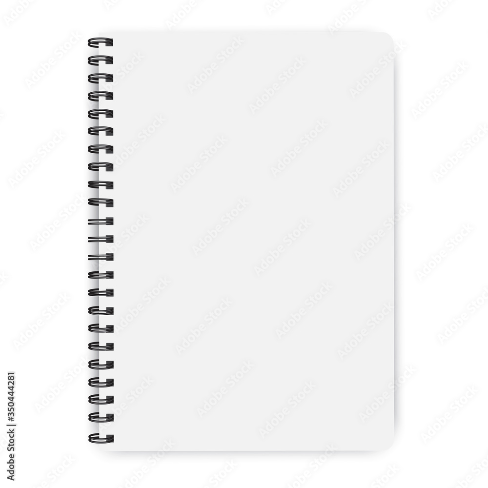 Aufkleber notebook on a spiral. knitted, bound, white paper. vector image of notepad in mocap style. stock pho