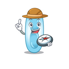 mascot design concept of klebsiella pneumoniae explorer using a compass in the forest