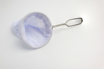 Coffee and tea filter bag equipment on a white background