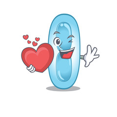 A sweet klebsiella pneumoniae cartoon character style holding a big heart