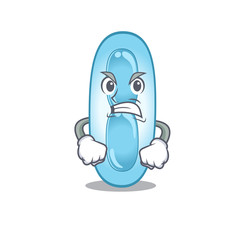 A cartoon picture of klebsiella pneumoniae showing an angry face