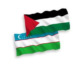 Flags of Uzbekistan and Palestine on a white background